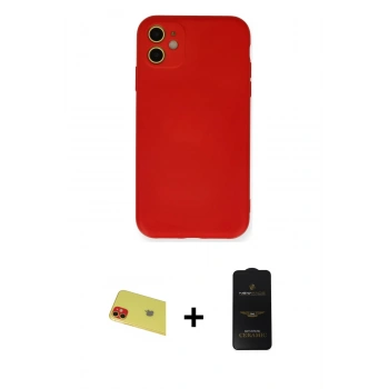MARSİLYAN™- iPhone 11 Kılıf Ahenk Serisi - Siyah 6D Antistatik Mat Seramik Hayalet Nano Ekran Koruyucu + Rainbow Kamera Lens Koruma Cam - KI