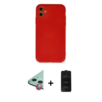 MARSİLYAN™- iPhone 11 Kılıf Ahenk Serisi - Siyah 6D Antistatik Mat Seramik Hayalet Nano Ekran Koruyucu + Raze Metal Kamera Lens - KI