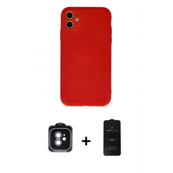 MARSİLYAN™- iPhone 11 Kılıf Ahenk Serisi - Siyah 6D Antistatik Mat Seramik Hayalet Nano Ekran Koruyucu + PVD Metal Kamera Lens - MI
