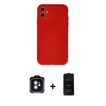 MARSİLYAN™- iPhone 11 Kılıf Ahenk Serisi - Siyah 6D Antistatik Mat Seramik Hayalet Nano Ekran Koruyucu + PVD Metal Kamera Lens - SH