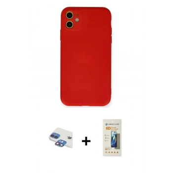 MARSİLYAN™- iPhone 11 Kılıf Ahenk Serisi - Siyah 6D Mat Seramik Hayalet Nano Ekran Koruyucu + Pers Alüminyum Kamera Lens - GI