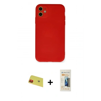 MARSİLYAN™- iPhone 11 Kılıf Ahenk Serisi - Siyah 6D Mat Seramik Hayalet Nano Ekran Koruyucu + Rainbow Kamera Lens Koruma Cam - KI