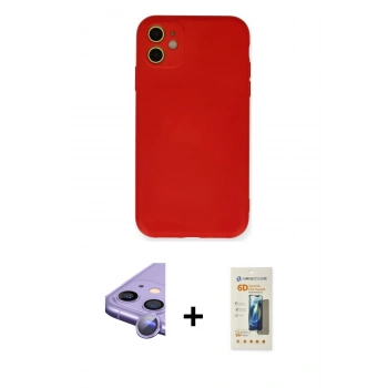 MARSİLYAN™- iPhone 11 Kılıf Ahenk Serisi - Siyah 6D Mat Seramik Hayalet Nano Ekran Koruyucu + Raze Metal Kamera Lens - MR