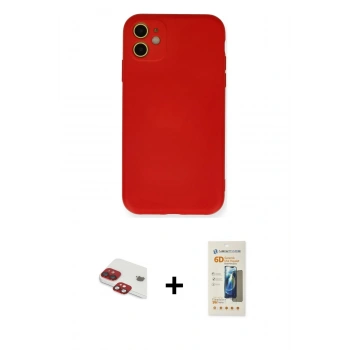 MARSİLYAN™- iPhone 11 Kılıf Ahenk Serisi - Siyah 6D Mat Seramik Hayalet Nano Ekran Koruyucu + Pers Alüminyum Kamera Lens - KI
