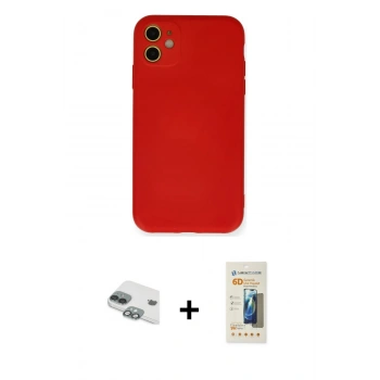 MARSİLYAN™- iPhone 11 Kılıf Ahenk Serisi - Siyah 6D Mat Seramik Hayalet Nano Ekran Koruyucu + Pers Alüminyum Kamera Lens - YL