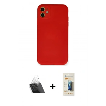 MARSİLYAN™- iPhone 11 Kılıf Ahenk Serisi - Siyah 6D Mat Seramik Hayalet Nano Ekran Koruyucu + Kamera Lens Koruma Cam - SF