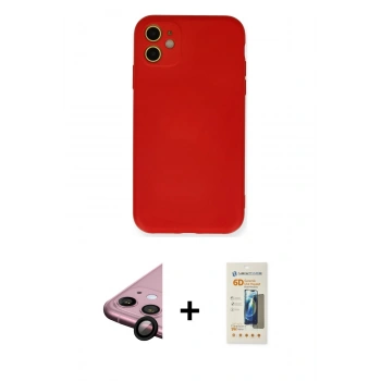 MARSİLYAN™- iPhone 11 Kılıf Ahenk Serisi - Siyah 6D Mat Seramik Hayalet Nano Ekran Koruyucu + Raze Metal Kamera Lens - SH