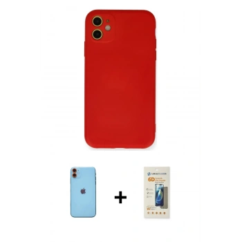 MARSİLYAN™- iPhone 11 Kılıf Ahenk Serisi - Siyah 6D Mat Seramik Hayalet Nano Ekran Koruyucu + Neon Fosforlu Kamera Lens - TU