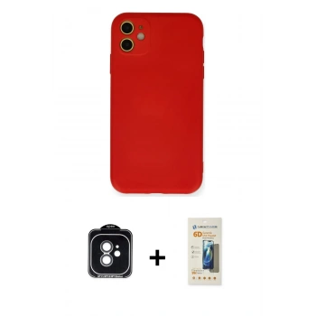 MARSİLYAN™- iPhone 11 Kılıf Ahenk Serisi - Siyah 6D Mat Seramik Hayalet Nano Ekran Koruyucu + PVD Metal Kamera Lens - YL