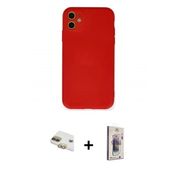 MARSİLYAN™- iPhone 11 Kılıf Ahenk Serisi - Siyah Bilvis 3D Cam Ekran Koruyucu + Pers Alüminyum Kamera Lens - GD