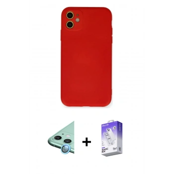 MARSİLYAN™- iPhone 11 Kılıf Ahenk Serisi - Siyah Bilvis 5in1 3D Magic Cam Ekran Koruyucu + Raze Metal Kamera Lens - MI