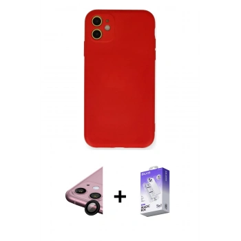 MARSİLYAN™- iPhone 11 Kılıf Ahenk Serisi - Siyah Bilvis 5in1 3D Magic Cam Ekran Koruyucu + Raze Metal Kamera Lens - SH