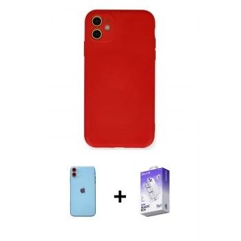 MARSİLYAN™- iPhone 11 Kılıf Ahenk Serisi - Siyah Bilvis 5in1 3D Magic Cam Ekran Koruyucu + Neon Fosforlu Kamera Lens - TU