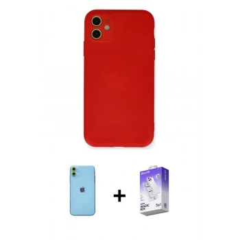MARSİLYAN™- iPhone 11 Kılıf Ahenk Serisi - Siyah Bilvis 5in1 3D Magic Cam Ekran Koruyucu + Neon Fosforlu Kamera Lens - YL