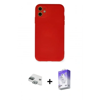 MARSİLYAN™- iPhone 11 Kılıf Ahenk Serisi - Siyah Bilvis 5in1 3D Magic Cam Ekran Koruyucu + Pers Alüminyum Kamera Lens - YL