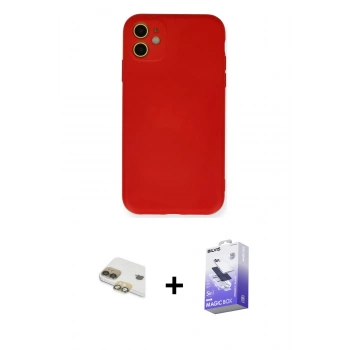 MARSİLYAN™- iPhone 11 Kılıf Ahenk Serisi - Siyah Bilvis 5in1 5D Magic Hayalet Cam Ekran Koruyucu + Pers Alüminyum Kamera Lens - GD