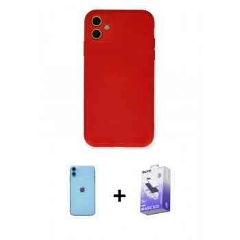 MARSİLYAN™- iPhone 11 Kılıf Ahenk Serisi - Siyah Bilvis 5in1 5D Magic Hayalet Cam Ekran Koruyucu + Neon Fosforlu Kamera Lens - MI