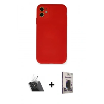 MARSİLYAN™- iPhone 11 Kılıf Ahenk Serisi - Siyah Bilvis Hayalet Cam Ekran Koruyucu + Kamera Lens Koruma Cam - SF