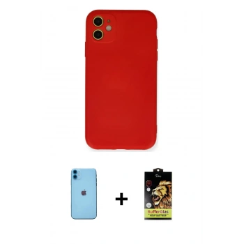 MARSİLYAN™- iPhone 11 Kılıf Ahenk Serisi - Siyah Buffer Cam Ekran Koruyucu + Neon Fosforlu Kamera Lens - MI