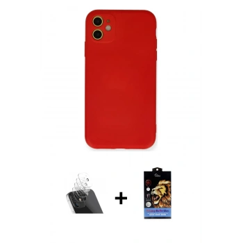 MARSİLYAN™- iPhone 11 Kılıf Ahenk Serisi - Siyah Buffer Hayalet Cam Ekran Koruyucu + Kamera Lens Koruma Cam - SF