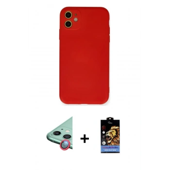 MARSİLYAN™- iPhone 11 Kılıf Ahenk Serisi - Siyah Buffer Hayalet Cam Ekran Koruyucu + Raze Metal Kamera Lens - KI