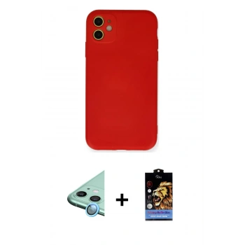 MARSİLYAN™- iPhone 11 Kılıf Ahenk Serisi - Siyah Buffer Hayalet Cam Ekran Koruyucu + Raze Metal Kamera Lens - MI