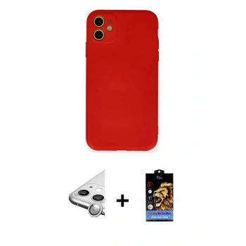 MARSİLYAN™- iPhone 11 Kılıf Ahenk Serisi - Siyah Buffer Hayalet Cam Ekran Koruyucu + Raze Metal Kamera Lens - GS