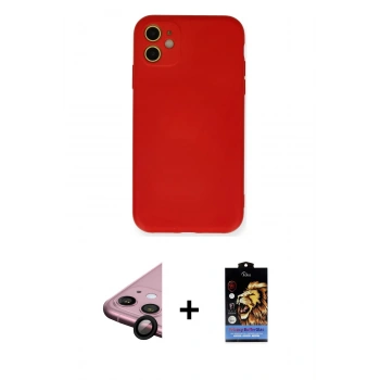 MARSİLYAN™- iPhone 11 Kılıf Ahenk Serisi - Siyah Buffer Hayalet Cam Ekran Koruyucu + Raze Metal Kamera Lens - SH