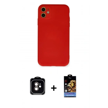 MARSİLYAN™- iPhone 11 Kılıf Ahenk Serisi - Siyah Buffer Hayalet Cam Ekran Koruyucu + PVD Metal Kamera Lens - TU