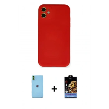 MARSİLYAN™- iPhone 11 Kılıf Ahenk Serisi - Siyah Buffer Hayalet Cam Ekran Koruyucu + Neon Fosforlu Kamera Lens - YL