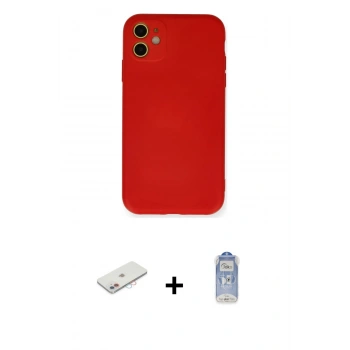 MARSİLYAN™- iPhone 11 Kılıf Ahenk Serisi - Siyah Joko Magic 5D Cam + Renkli Kamera Lens Koruma Cam - PE