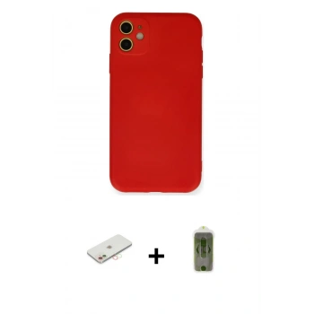 MARSİLYAN™- iPhone 11 Kılıf Ahenk Serisi - Siyah Joko Magic 5D Hayalet Cam + Renkli Kamera Lens Koruma Cam - YL