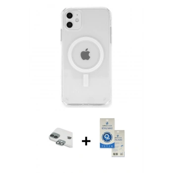 MARSİLYAN™- iPhone 11 Kılıf Ahenk Yansıma Prime - Şeffaf Royal Nano Ekran Koruyucu + Pers Alüminyum Kamera Lens - YL