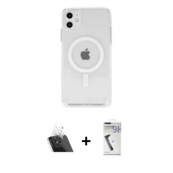 MARSİLYAN™- iPhone 11 Kılıf Ahenk Yansıma Prime - Şeffaf Uv Polymer Nano Ekran Koruyucu + Kamera Lens Koruma Cam - SF