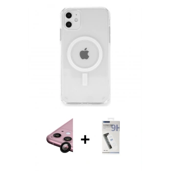 MARSİLYAN™- iPhone 11 Kılıf Ahenk Yansıma Prime - Şeffaf Uv Polymer Nano Ekran Koruyucu + Raze Metal Kamera Lens - SH