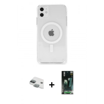 MARSİLYAN™- iPhone 11 Kılıf Ahenk Yansıma Prime - Siyah 360 Mat Full Body Arka Koruyucu + Pers Alüminyum Kamera Lens - YL