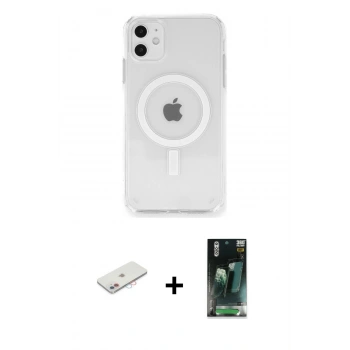 MARSİLYAN™- iPhone 11 Kılıf Ahenk Yansıma Prime - Siyah 360 Mat Full Body Arka Koruyucu + Renkli Kamera Lens Koruma Cam - PE