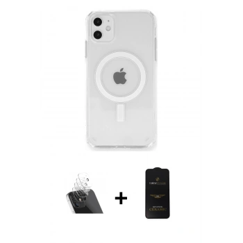 MARSİLYAN™- iPhone 11 Kılıf Ahenk Yansıma Prime - Siyah 6D Antistatik Mat Seramik Hayalet Nano Ekran Koruyucu + Kamera Lens Koruma Cam - SF