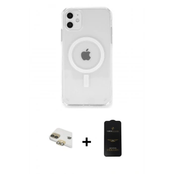 MARSİLYAN™- iPhone 11 Kılıf Ahenk Yansıma Prime - Siyah 6D Antistatik Mat Seramik Hayalet Nano Ekran Koruyucu + Pers Alüminyum Kamera Lens - GD