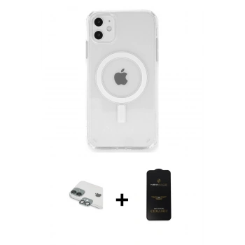 MARSİLYAN™- iPhone 11 Kılıf Ahenk Yansıma Prime - Siyah 6D Antistatik Mat Seramik Hayalet Nano Ekran Koruyucu + Pers Alüminyum Kamera Lens - YL