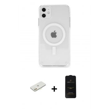 MARSİLYAN™- iPhone 11 Kılıf Ahenk Yansıma Prime - Siyah 6D Antistatik Mat Seramik Hayalet Nano Ekran Koruyucu + Renkli Kamera Lens Koruma Cam - TU