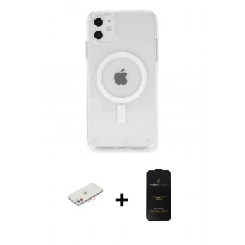MARSİLYAN™- iPhone 11 Kılıf Ahenk Yansıma Prime - Siyah 6D Antistatik Mat Seramik Hayalet Nano Ekran Koruyucu + Renkli Kamera Lens Koruma Cam - PE