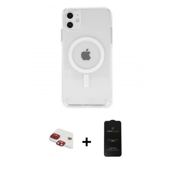 MARSİLYAN™- iPhone 11 Kılıf Ahenk Yansıma Prime - Siyah 6D Antistatik Mat Seramik Hayalet Nano Ekran Koruyucu + Pers Alüminyum Kamera Lens - KI