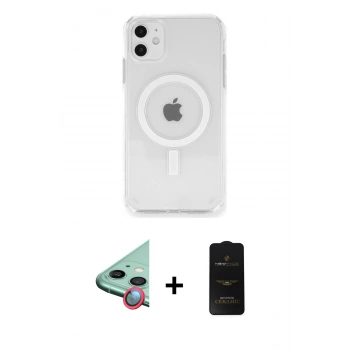 MARSİLYAN™- iPhone 11 Kılıf Ahenk Yansıma Prime - Siyah 6D Antistatik Mat Seramik Hayalet Nano Ekran Koruyucu + Raze Metal Kamera Lens - KI