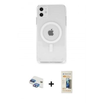 MARSİLYAN™- iPhone 11 Kılıf Ahenk Yansıma Prime - Siyah 6D Mat Seramik Hayalet Nano Ekran Koruyucu + Pers Alüminyum Kamera Lens - GI