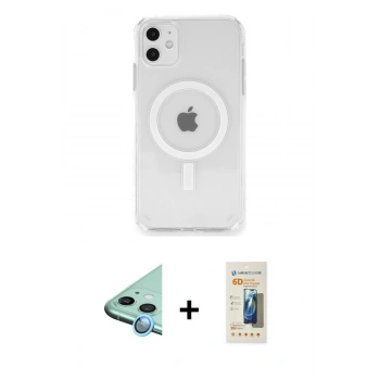 MARSİLYAN™- iPhone 11 Kılıf Ahenk Yansıma Prime - Siyah 6D Mat Seramik Hayalet Nano Ekran Koruyucu + Raze Metal Kamera Lens - MI