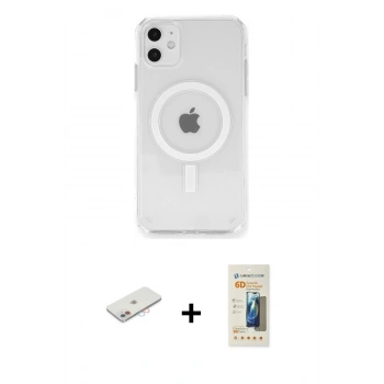MARSİLYAN™- iPhone 11 Kılıf Ahenk Yansıma Prime - Siyah 6D Mat Seramik Hayalet Nano Ekran Koruyucu + Renkli Kamera Lens Koruma Cam - PE