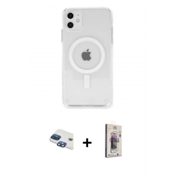 MARSİLYAN™- iPhone 11 Kılıf Ahenk Yansıma Prime - Siyah Bilvis 3D Cam Ekran Koruyucu + Pers Alüminyum Kamera Lens - LT