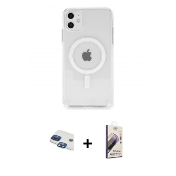 MARSİLYAN™- iPhone 11 Kılıf Ahenk Yansıma Prime - Siyah Bilvis 3D Mat Cam Ekran Koruyucu + Pers Alüminyum Kamera Lens - LT