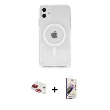 MARSİLYAN™- iPhone 11 Kılıf Ahenk Yansıma Prime - Siyah Bilvis 3D Mat Cam Ekran Koruyucu + Pers Alüminyum Kamera Lens - KI